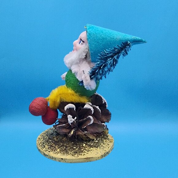 Vintage Putz Elf Ornaments 1950s Japan • Pinecone Mushroom Bottle Brush Tree - Picture 10 of 13